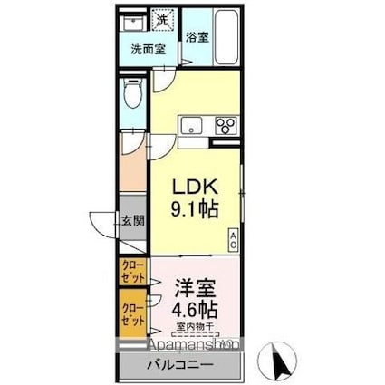 Ｄーｒｅｓｉｄｅｎｃｅ曙町１丁目[1LDK/37.09m2]の間取図