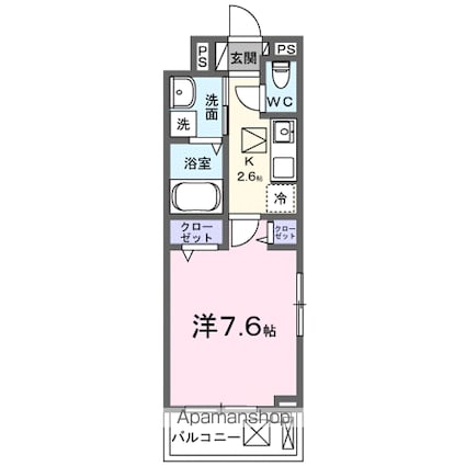 ルピナス　イースト[1K/27.02m2]の間取図