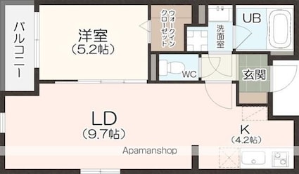 カロス新栄[1LDK/42.38m2]の間取図