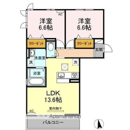 エポックハイツ屋島[2LDK/61.25m2]の間取図