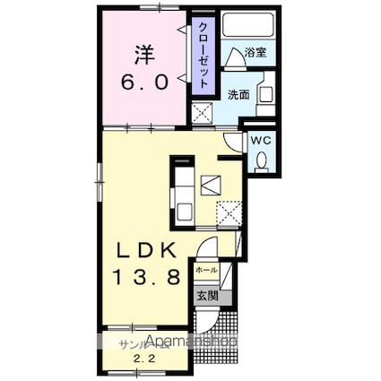 ソーレ・ユウユウ[1LDK/50.06m2]の間取図