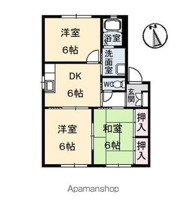 コスモガーデン　Ａ棟[3DK/53.28m2]の間取図