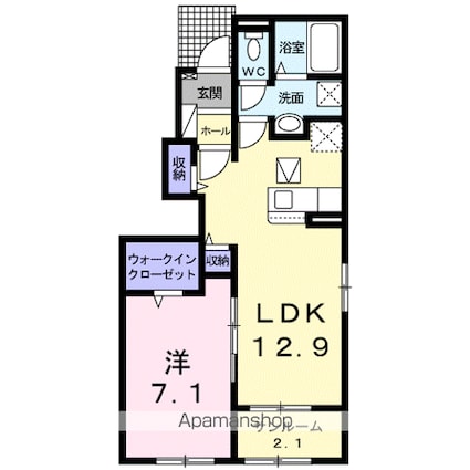 リアン　レーヴⅡ[1LDK/50.08m2]の間取図