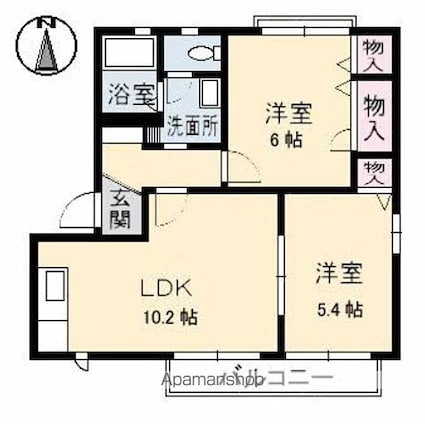 グランドールⅡ　Ｃ棟[2LDK/58.1m2]の間取図