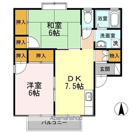 シーサイドハイツ松井　Ａ・Ｂ棟[2DK/48.84m2]の間取図