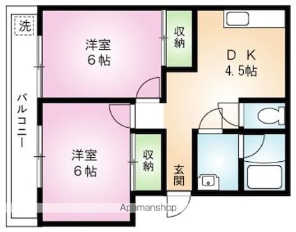 青柳マンション[2K/37m2]の間取図