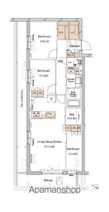 ブランシエスタ目黒中央町[3SLDK/74.38m2]の間取図