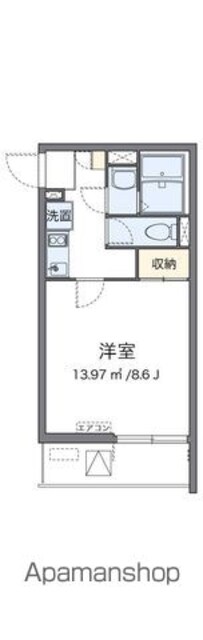 クレイノＳｍａｌｌＲｉｖｅｒⅡ[1K/25.51m2]の間取図