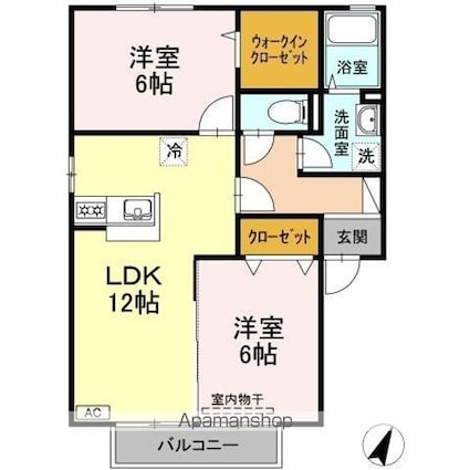 ブィラ　ハッピネス　Ｂ棟[2LDK/57.93m2]の間取図