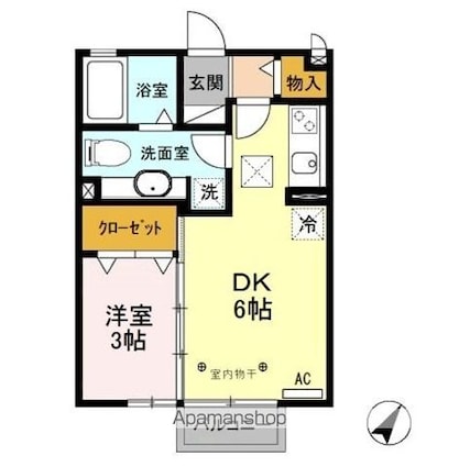 セジュールグリーン雅[1DK/29.25m2]の間取図