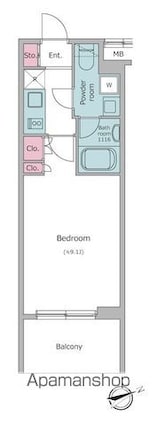 ラクラス四谷[1K/25.65m2]の間取図