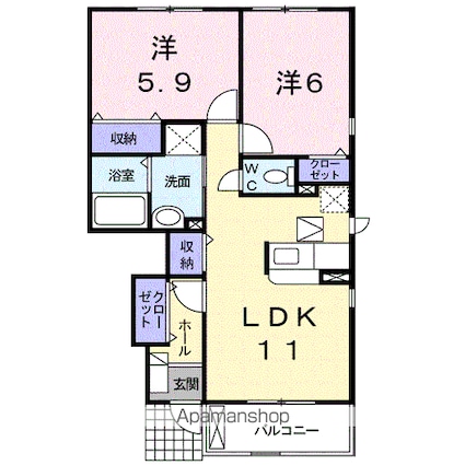 和歌山県有田郡有田川町大字野田[2LDK/55.37m2]の間取図