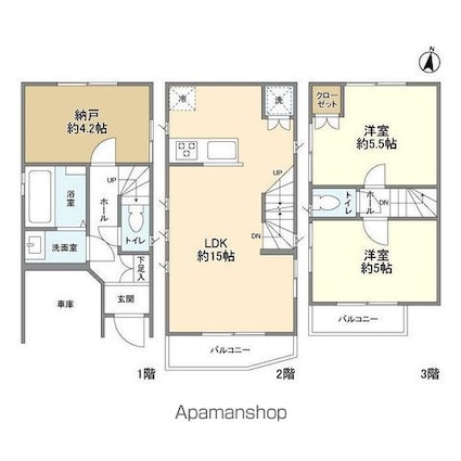 北烏山３丁目貸家[2SLDK/70.14m2]の間取図