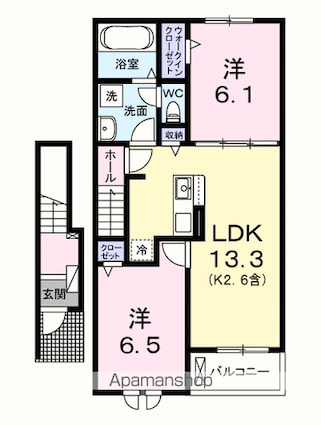 エール　ドゥ[2LDK/59.58m2]の間取図