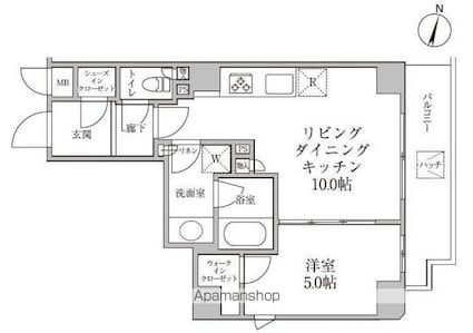レジディア神楽坂Ⅱ[1LDK/38.73m2]の間取図