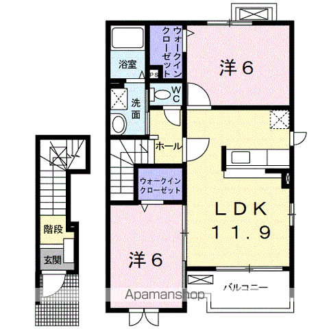 和歌山市西高松のアパートの間取り