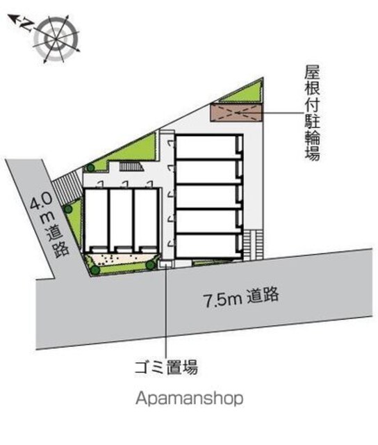 レオネクストやまとⅢ[1K/20.38m2]の配置図