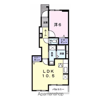 プラシード[1LDK/42.63m2]の間取図
