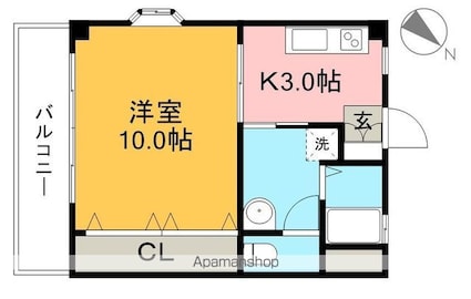 ＡＢＩＤＥ[1K/34.4m2]の間取図