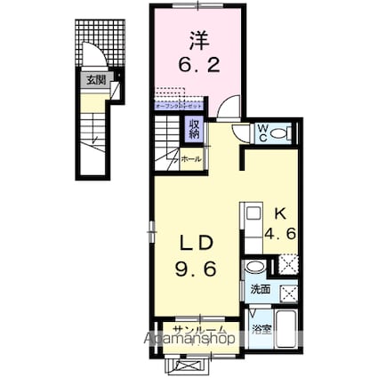 ダイヤモンドムーン[1LDK/50.53m2]の間取図