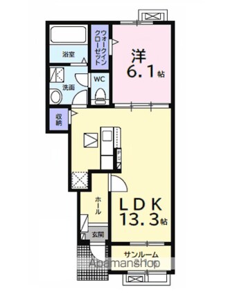 プランドールＡ[1LDK/50.05m2]の間取図
