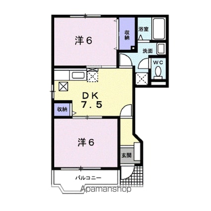 中土井ハイツ[2DK/44.34m2]の間取図