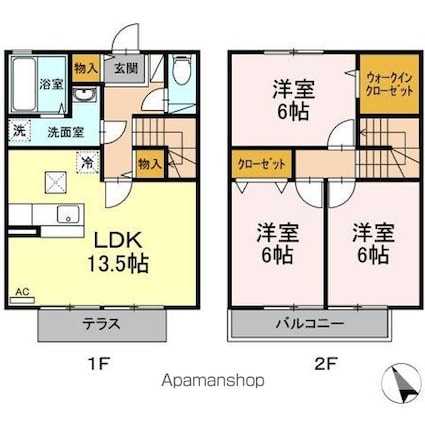 リビングタウン長橋台　Ｄ[3LDK/80.44m2]の間取図
