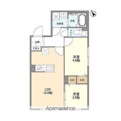 ウェルスクエア二子玉川[2LDK/41.36m2]の間取図