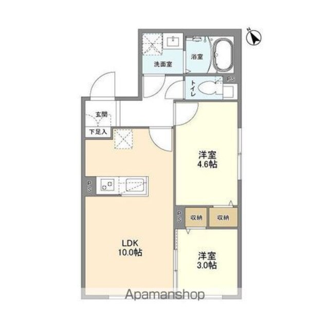 ウェルスクエア二子玉川[2LDK/41.36m2]の間取図