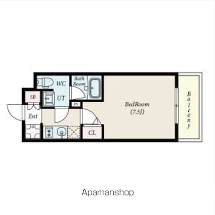 コンポジット新宿柏木[1K/22.4m2]の間取図