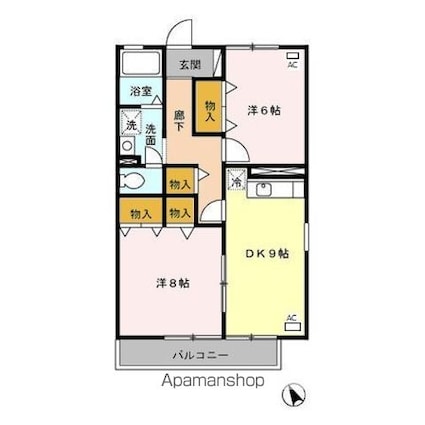 ヴィラ・エスペランサ[2DK/54.45m2]の間取図