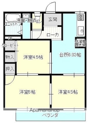 コーポラス手城[3DK/43.2m2]の間取図