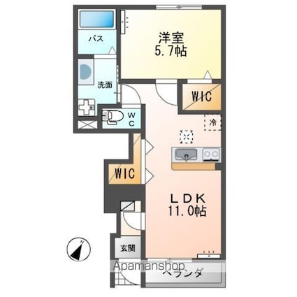 コンフォール　Ｋ[1LDK/43.23m2]の間取図