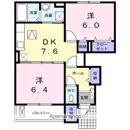 ヴァンソワール[2DK/48.91m2]の間取図