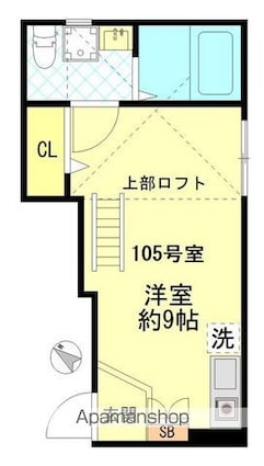 東京都足立区綾瀬１丁目[1R/21.15m2]の間取図
