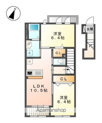 ハーモニーヒルズ[2LDK/59.41m2]の間取図