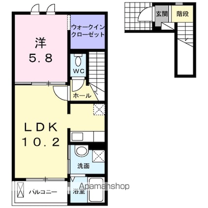 カムイ・インタラ[1LDK/43.8m2]の間取図