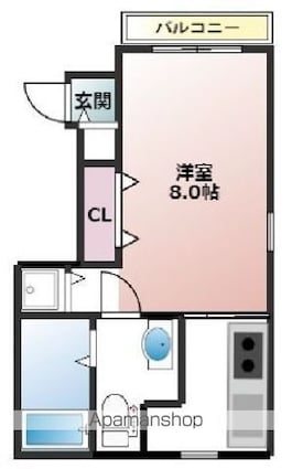 ８８．ＡＯＢＡＤＡＩ[1K/25.02m2]の間取図