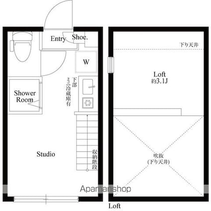 東京都杉並区上高井戸１丁目[1R/10.53m2]の間取図