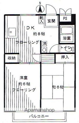 クレストＴ下馬[2DK/40.6m2]の間取図