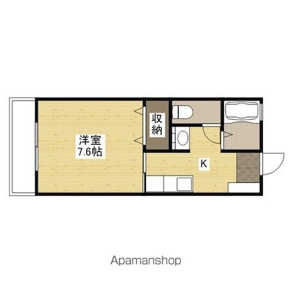 アトリア　Ｄ[1K/26.3m2]の間取図
