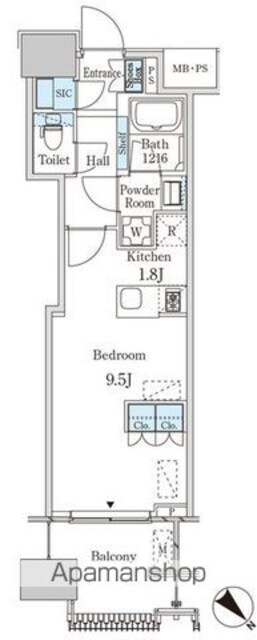 レガシス中目黒[1R/31.41m2]の間取図