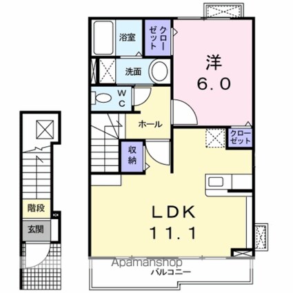 プリマベーラ　Ｂ[1LDK/46.09m2]の間取図