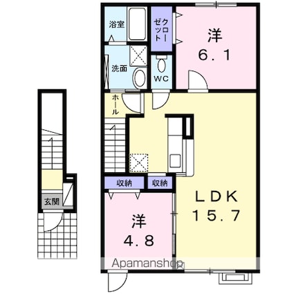 プラシード　アルバ[2LDK/62.18m2]の間取図