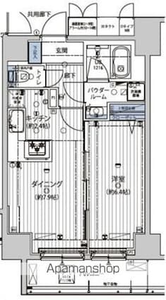 メインステージ錦糸町Ⅶラピス[1DK/40.69m2]の間取図