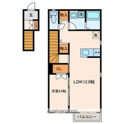 フラワーフォンテーヌⅢ[1LDK/46.37m2]の間取図