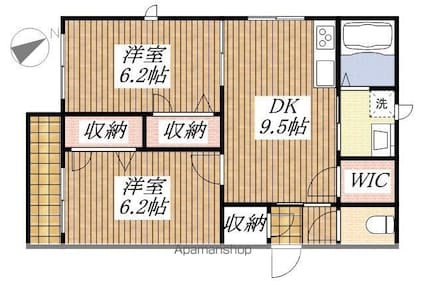 東京都東大和市上北台２丁目[2DK/51.82m2]の間取図