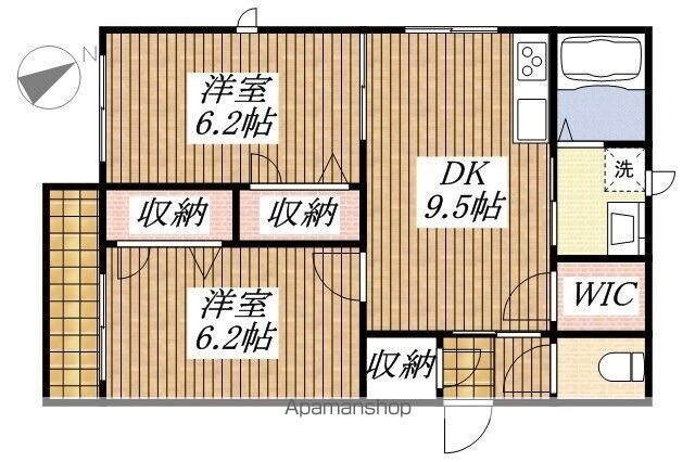 東京都東大和市上北台２丁目[2DK/51.82m2]の間取図