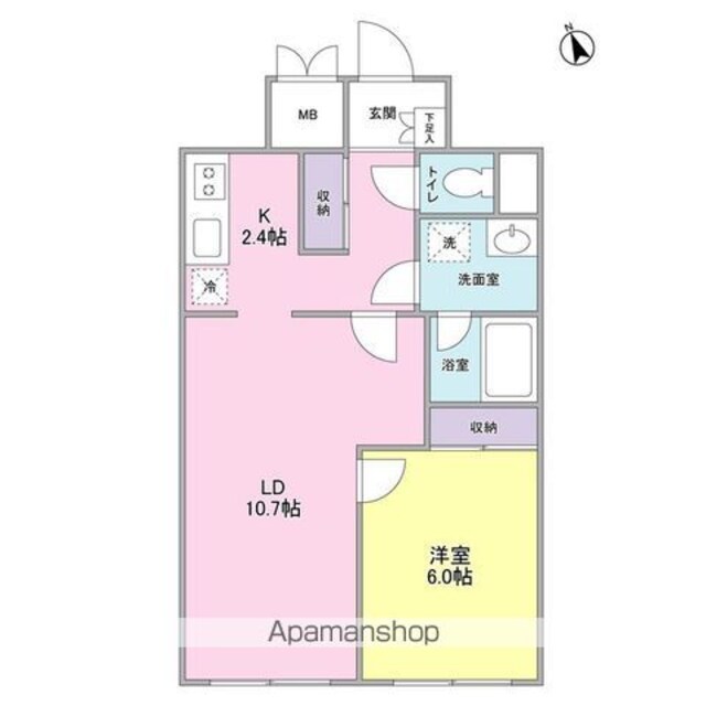 ヒルズ三栄町[1LDK/48.28m2]の間取図