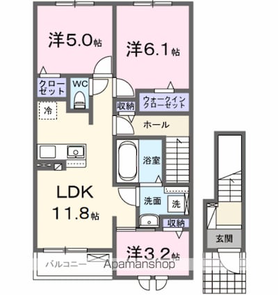 ユウスゲ[3LDK/62.1m2]の間取図
